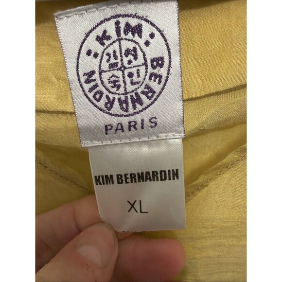 Kim Bernardin Paris Mustard V-Neck Tunic Top Silk Cotton Blend Size XL - Picture 4 of 10